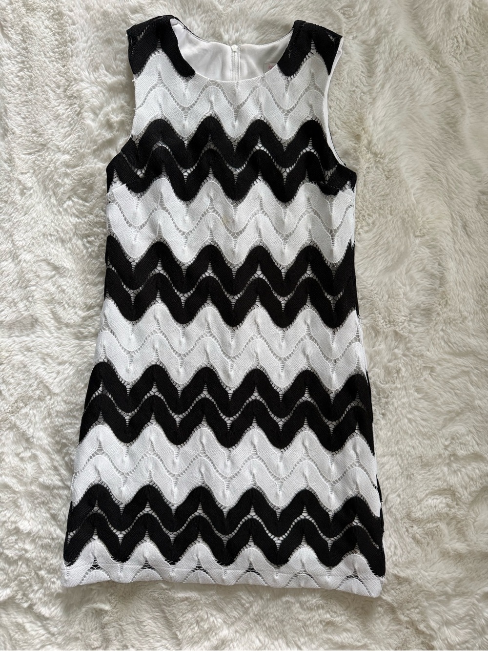 NWOT KC Parker by Hartstrings Black and White Chevron Sleeveless Dress